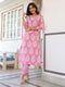 Light Pink Pure Cotton Ethnic Motifs Printed Straight Kurta Pant Set